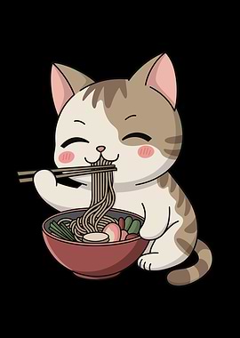 Kawaii Ramen Cat Neko Cute Anime Noodle Lover