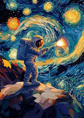 Astronaut in Starry Night