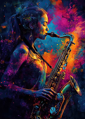 Saxophone Player in Color