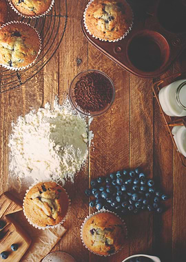 Blueberry Muffin Baking Ingredients