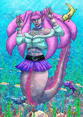 Pastel Goth Axolotl Mermai