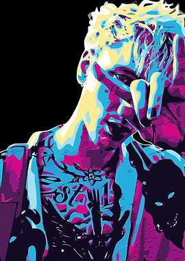 Man with Tattoos in Neon Colors