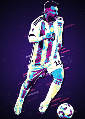 messi Soccer Player in Retro Style