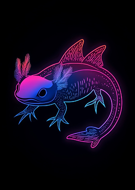 Neon Axolotl Illustration
