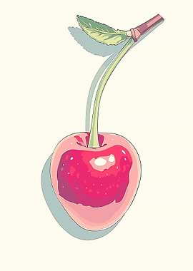 Single Red Cherry Illustration