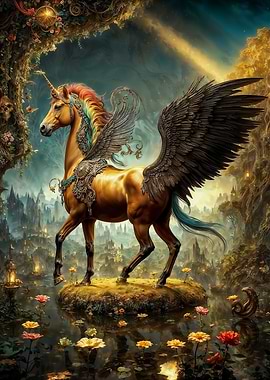 Winged Unicorn Fantasy Art