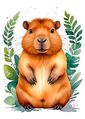 Cute Capybara Watercolor
