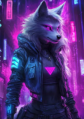 Cyberpunk Wolf Girl