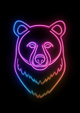 Neon Bear Head