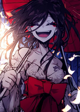 Smiling Anime Girl with Red Bow