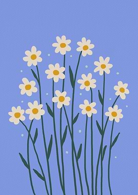 Simple Daisy Field Illustration