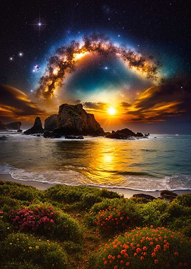 Milky Way Sunset Seascape