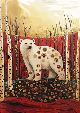 Polar Bear in Autumn Forest