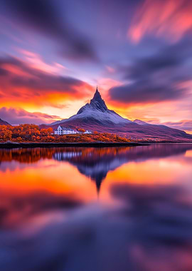Mountain Reflection at Sunset