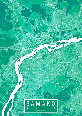Bamako City Map Mali Watercolor