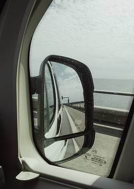 Side View Mirror on Bridge Roadtrip in Norway OU