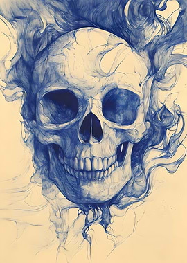 Blue Skull And Smoke