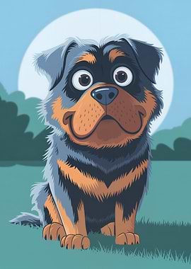 Cartoon Rottweiler Dog