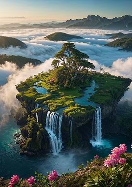 Floating Island Waterfall