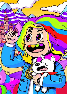 6ix9ine Cartoon Illustration