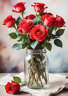Red Roses in a Jar
