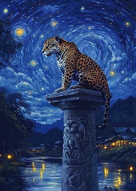 Jaguar Under Starry Night