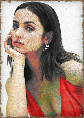 Ana de Armas in Red Dress Portrait