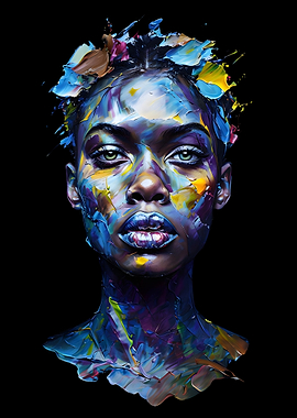 Abstract Portrait with Blue and Purple