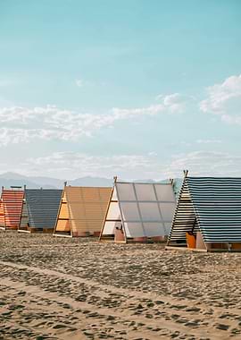 Beach Tents with Colorful Stripes