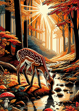 Deer in Autumn Forest
