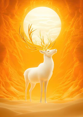 Golden Antlered Deer Poster