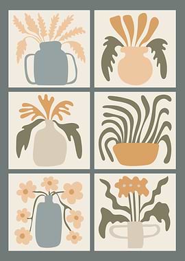 Minimalist Abstract Floral Wavy Flowers