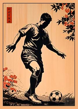 Football Player in Japanese Art