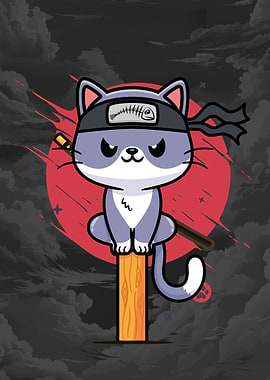 Anime Ninja Cat Japanese shinobi Cat Ninja Cat Illustration