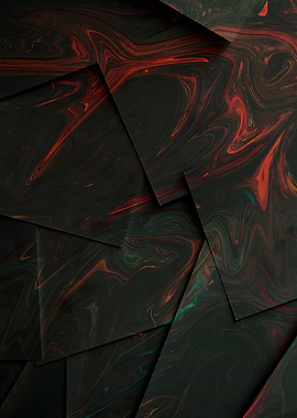 Abstract Swirls in Black, Red, and Green