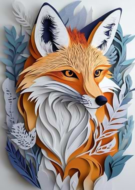 Papercut Fox Portrait