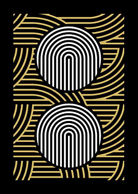 Gold and Black Abstract Art