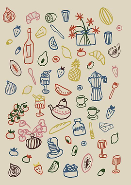 Hand-Drawn Food & Drink Pattern