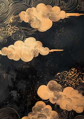 Gold Clouds on Black