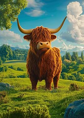 Highland Cow in Meadow