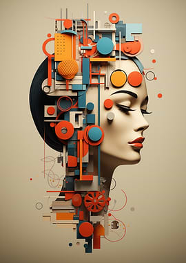 Abstract Woman with Geometric Design