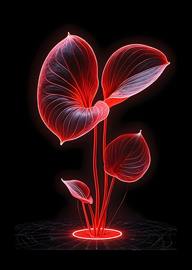 Red Neon Anthurium Leaves