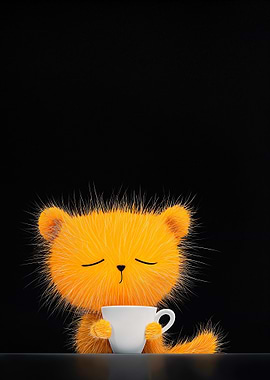 Cute Cat with Coffee