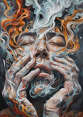 Abstract Face in Smoke