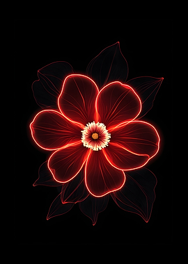 Red Neon Posie Flower