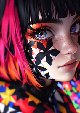 Anime Girl with Colorful Makeup