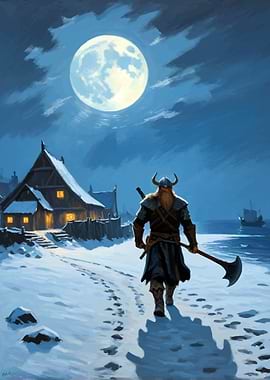 Viking Under Moonlight