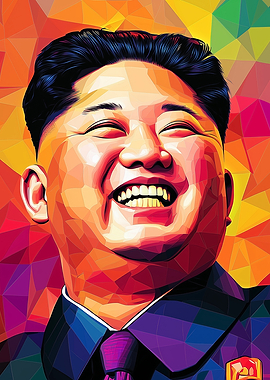 Kim Jong Un Portrait North Korea Political Leader Figure Wall Art