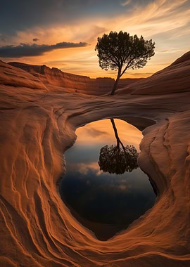 Tree Reflection in Desert Pool