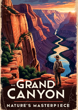 Vintage Travel Poster Grand Canyon Sunset